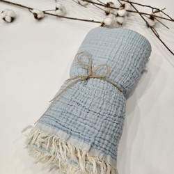 4-Layer Double-Sided Blue Muslin Baby and Kids Blanket | 110 x 110 cm