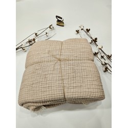 Padded (Quilted) Double-Sided Beige Muslin Blanket - Double Size | 230 x 240 cm
