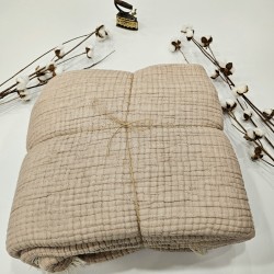 Padded (Quilted) Double-Sided Beige Muslin Blanket - Double Size | 230 x 240 cm