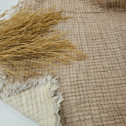 Padded (Quilted) Double-Sided Beige Muslin Blanket - Double Size | 230 x 240 cm