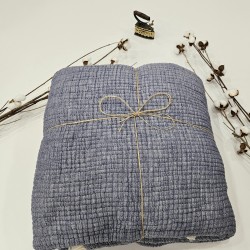 Padded (Quilted) Double-Sided Denim Blue Muslin Blanket - Double Size | 230 x 240 cm