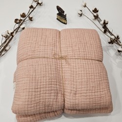 Padded (Quilted) Double-Sided Rose Muslin Blanket - Double Size | 230 x 240 cm
