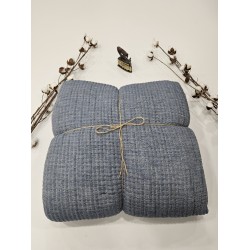 Padded (Quilted) Double-Sided Blue Muslin Blanket - Double Size | 230 x 240 cm