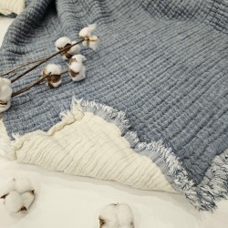 Padded (Quilted) Double-Sided Blue Muslin Blanket - Double Size | 230 x 240 cm