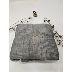 Padded (Quilted) Double-Sided Antrasit Muslin Blanket - Double Size | 230 x 240 cm