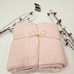 Padded (Quilted) Double-Sided Pink Muslin Blanket - Double Size | 230 x 240 cm