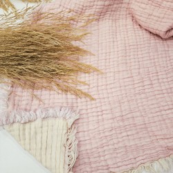 Padded (Quilted) Double-Sided Pink Muslin Blanket - Double Size | 230 x 240 cm