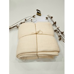 Padded (Quilted) Double-Sided Cream Muslin Blanket - Double Size | 230 x 240 cm
