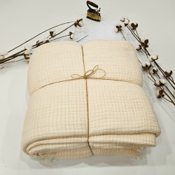 Padded (Quilted) Double-Sided Cream Muslin Blanket - Double Size | 230 x 240 cm