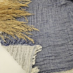 4-Layer Double-Sided Denim Blue Muslin Blanket - Double Size | 230 x 240 cm