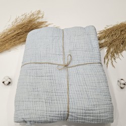 4-Layer Double-Sided Baby Blue Muslin Blanket - Double Size | 250 x 240 cm