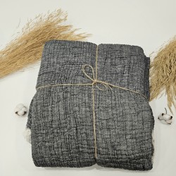 4-Layer Double-Sided Antrasit Muslin Blanket - Double Size | 230 x 240 cm