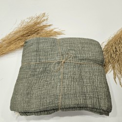 4-Layer Double-Sided Khaki Muslin Blanket - Double Size | 230 x 240 cm