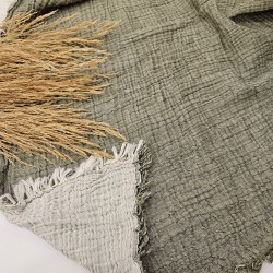 4-Layer Double-Sided Khaki Muslin Blanket - Double Size | 230 x 240 cm