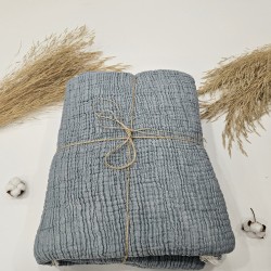 4-Layer Double-Sided Blue Muslin Blanket - Single Size | 230 x 240 cm