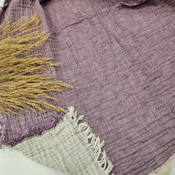 4-Layer Double-Sided Purple Muslin Blanket - Double Size | 230 x 240 cm
