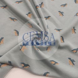 Printed Interlock 100% Cotton | Penguin