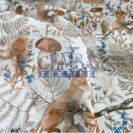 Printed Knitted Waffle 100% Cotton | Fairy Tale Cemsa Textile