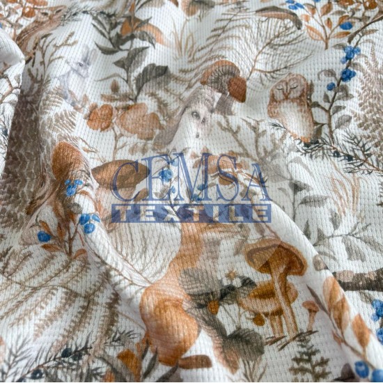 Printed Knitted Waffle 100% Cotton | Fairy Tale Cemsa Textile