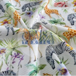 Printed Knitted Waffle 100% Cotton | Animals