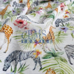 Printed Knitted Waffle 100% Cotton | Animals