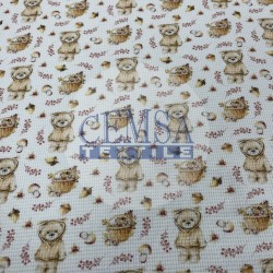 Printed Knitted Waffle 100% Cotton | Bear