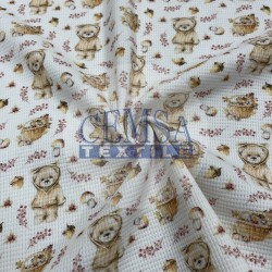 Printed Knitted Waffle 100% Cotton | Bear Printed Knitted Waffle 100% Cotton | Bear