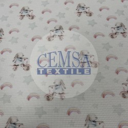 Printed Knitted Waffle 100% Cotton | Bicycle & Rabbit