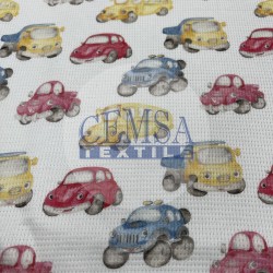 Printed Knitted Waffle 100% Cotton | Cars