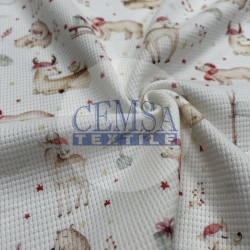 Printed Knitted Waffle 100% Cotton | Christmas & Deer Printed Knitted Waffle 100% Cotton | Christmas & Deer