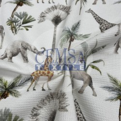 Printed Knitted Waffle 100% Cotton | African Animals Printed Knitted Waffle 100% Cotton | African Animals