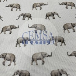 Printed Knitted Waffle 100% Cotton | Elephant