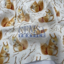 Printed Knitted Waffle 100% Cotton | Squirrel