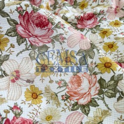 Printed Knitted Waffle 100% Cotton | Rose