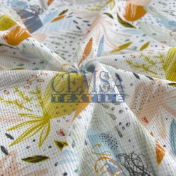 Printed Knitted Waffle 100% Cotton | Abstract