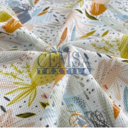 Printed Knitted Waffle 100% Cotton | Abstract