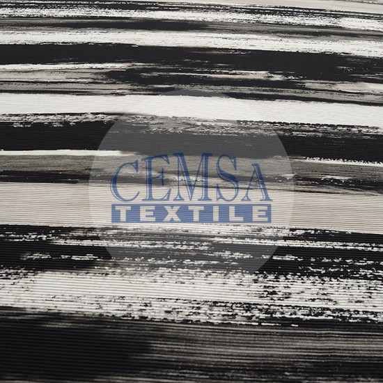 Ottoman 75% Cotton 17% Pes 8% Ea | Black Abstract Cemsa Textile