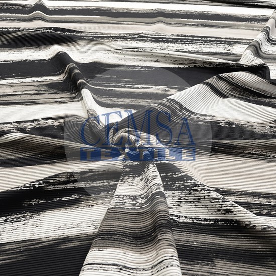 Ottoman 75% Cotton 17% Pes 8% Ea | Black Abstract Cemsa Textile
