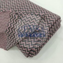 Rib Fabric | 100% Cotton | Pink & Grey Zigzag