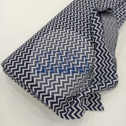 Rib Fabric | 100% Cotton | Navy Blue & White Zigzag