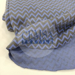 Rib Fabric | 100% Cotton | Blue & Grey Zigzag