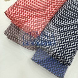 Rib Fabric | 100% Cotton | Red & White Zigzag