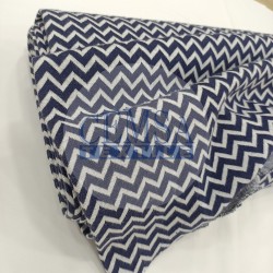 Rib Fabric | 100% Cotton | Navy Blue & White Zigzag