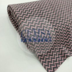 Rib Fabric | 100% Cotton | Pink & Grey Zigzag