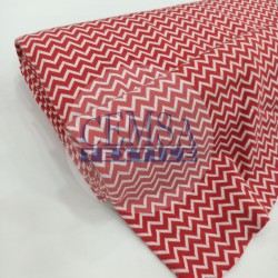 Rib Fabric | 100% Cotton | Red & White Zigzag