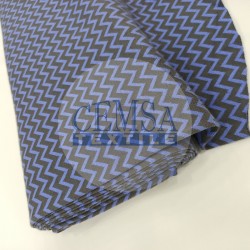 Rib Fabric | 100% Cotton | Blue & Grey Zigzag