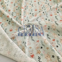 Printed Pointelle Rib / Transfer Rib Fabric 100% Cotton | Design 1 Printed Pointelle Rib / Transfer Rib Fabric 100% Cotton | Design 1