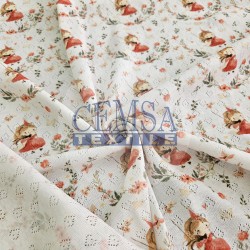 Printed Pointelle Rib / Transfer Rib Fabric 100% Cotton | Design 13 Printed Pointelle Rib / Transfer Rib Fabric 100% Cotton | Design 13