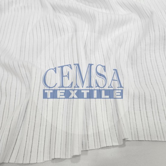 Optic White Pointelle Rib / Transfer Rib Fabric 100% Cotton | Model-11 Cemsa Textile