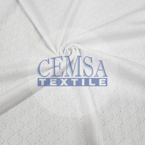 Optic White Pointelle Rib / Transfer Rib Fabric 100% Cotton | Model-8 Cemsa Textile